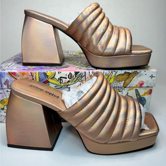 Jeffrey Campbell E-Girl Heels Rose Gold Iridescent casual classic stylish summer - Picture 8 of 8